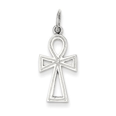 14k White Gold Ankh Cross Charm