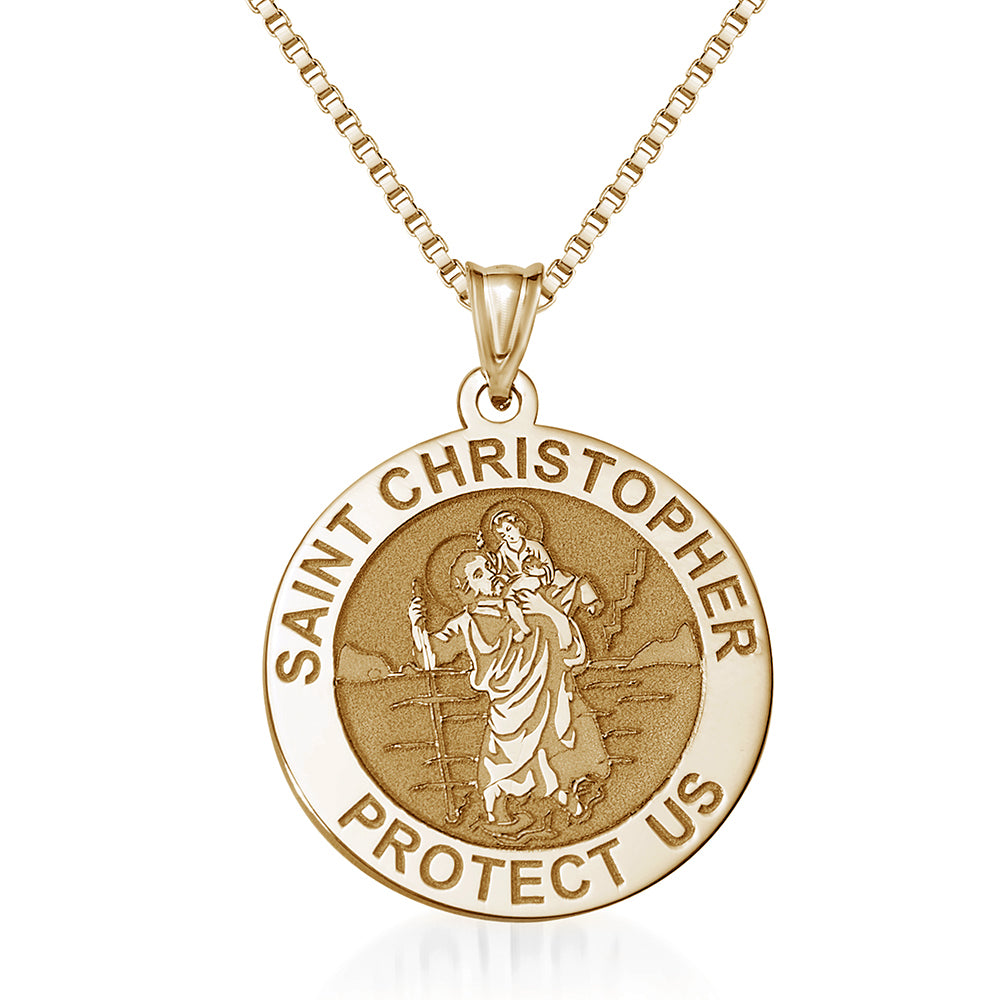 14K St. Christopher Medal Pendant with Chain - QVC.com