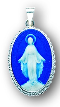 Sterling Silver Dark Blue Miraculous Cameo