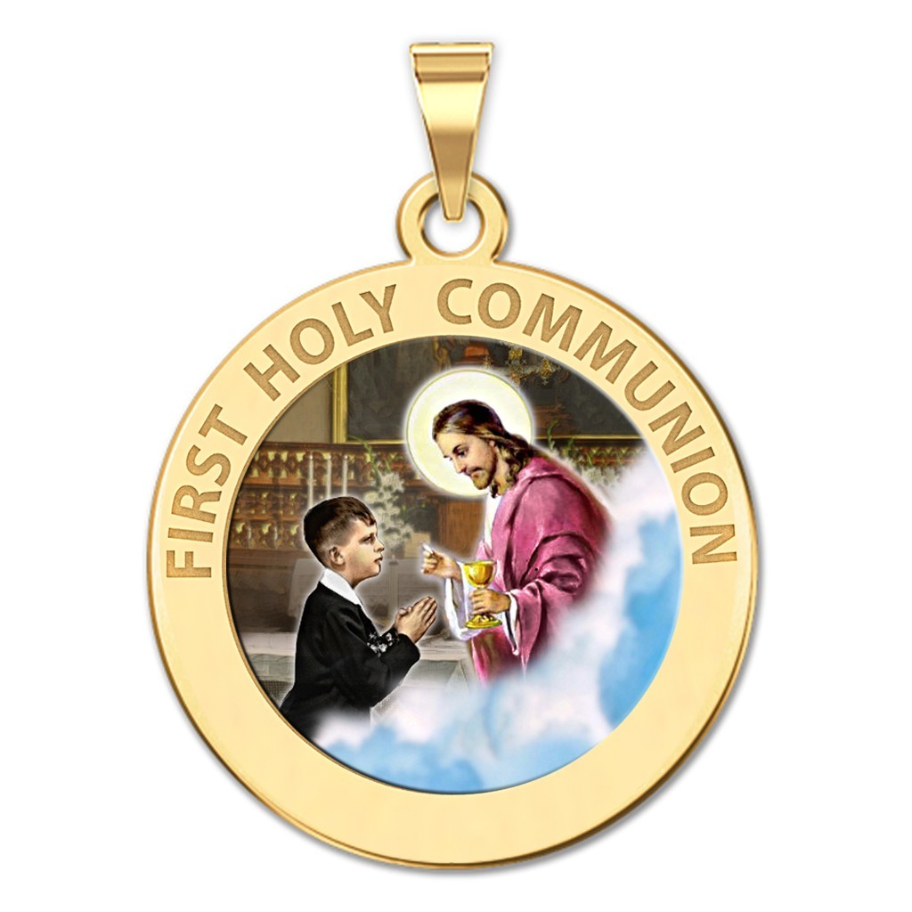 First Holy Communion Religious Medal (for a Boy) "Color EXCLUSIVE"