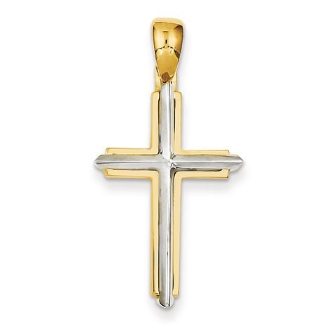 14k Two-tone Fancy Cross Pendant