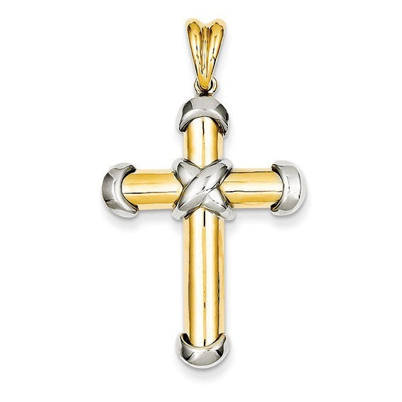 14k Two-tone Fancy Cross Pendant
