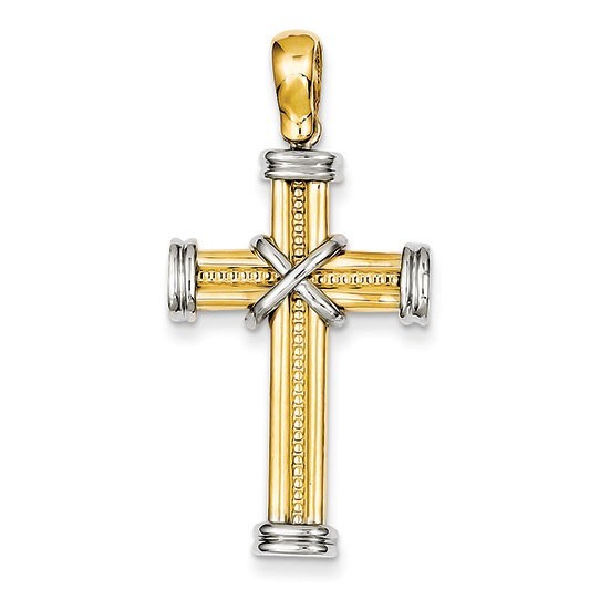 14k Two-tone Fancy Cross Pendant