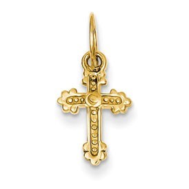 14k Tiny Budded Cross Charm
