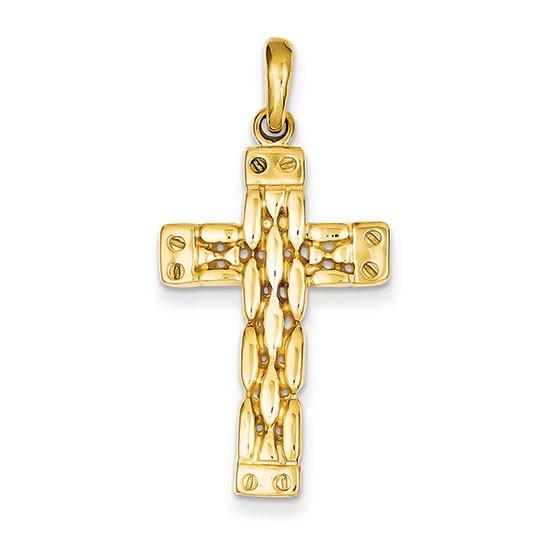 14k Polished Panther Style Cross Pendant