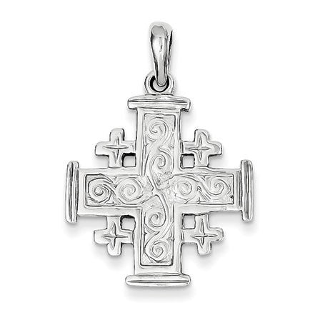 14k White Gold Jerusalem Cross Pendant