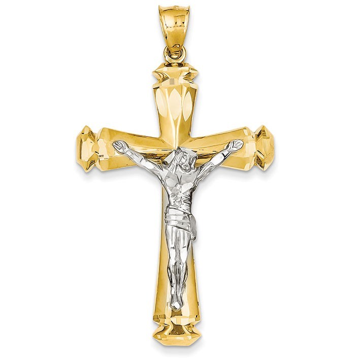 14k Two-tone Crucifix Pendant