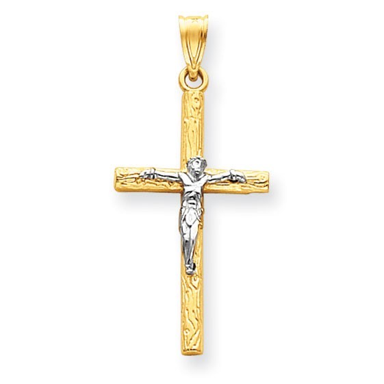 14k Two-tone Crucifix Pendant