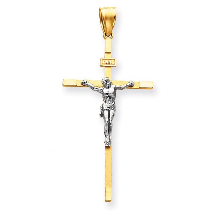 14k Two-tone Crucifix Pendant