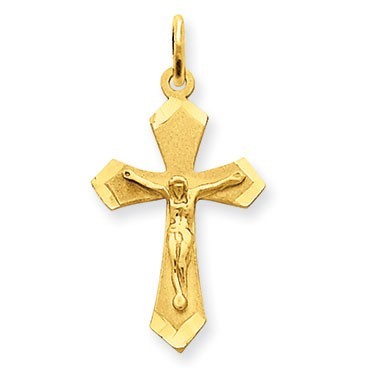 14k Satin & Diamond-cut Crucifix Charm