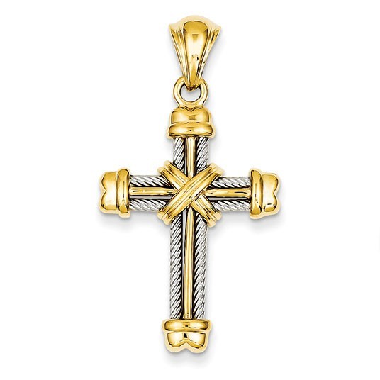14k Two-tone Cross Pendant