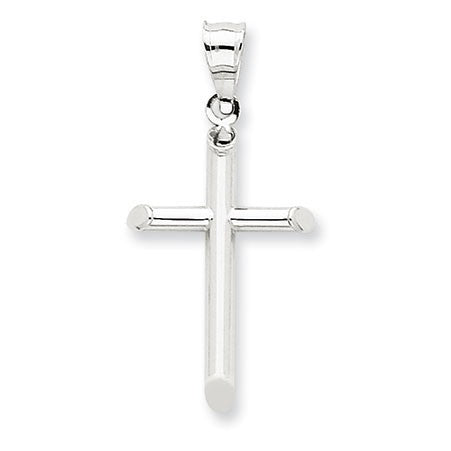 14k White Gold Hollow Cross Pendant