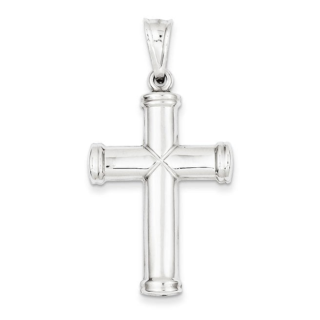 14k White Gold Hollow Cross Pendant