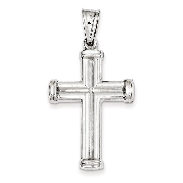 14k White Gold Hollow Cross Pendant