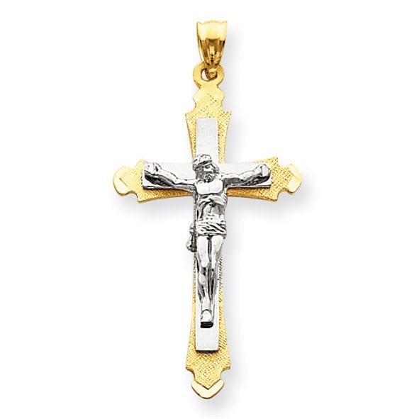 14k Two-tone Crucifix Pendant