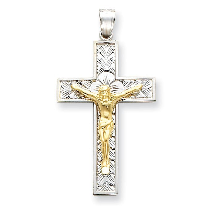 14k Two-tone Crucifix Pendant