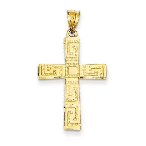 14K Greek Key Cross Pendant
