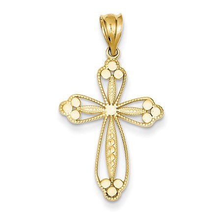 14K Budded Cross Pendant