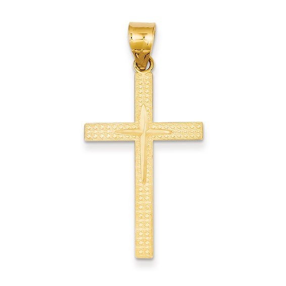 14K Diamond -Cut Latin Cross Pendant