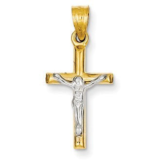 14k Two-tone Hollow Crucifix Charm