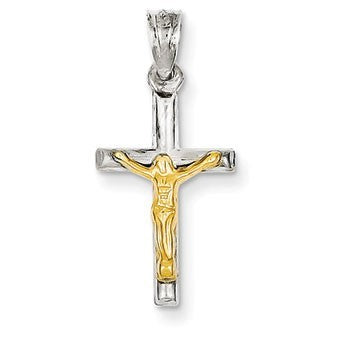 14k Two-tone Hollow Crucifix Charm