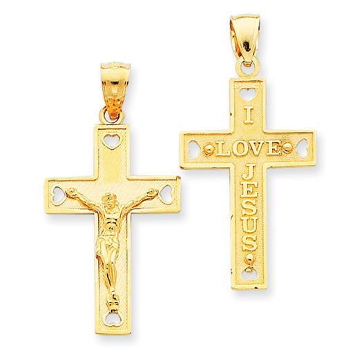 14k Solid Crucifix Pendant