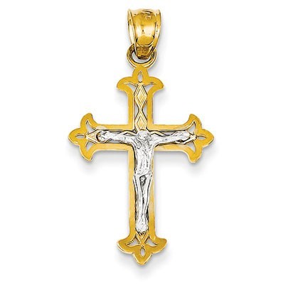 14K Two-tone Crucifix Pendant