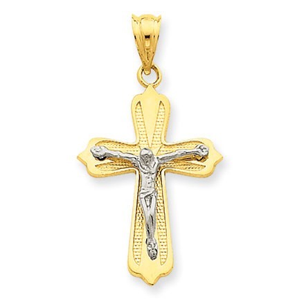 14K Two-tone Crucifix Pendant