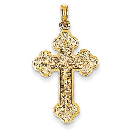 14k INRI Budded Crucifix Pendant