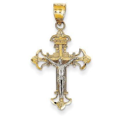 14K Two-tone INRI Crucifix Charm