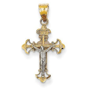 14K Two-tone INRI Crucifix Charm