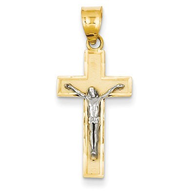 14K Two-tone Diamond-cut Crucifix Charm