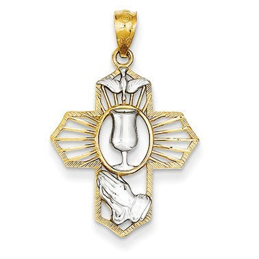 14k w/Rhodium Cross Pendant