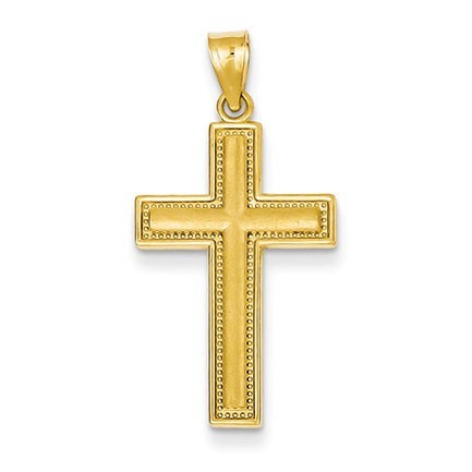 14K Large Satin Cross Pendant