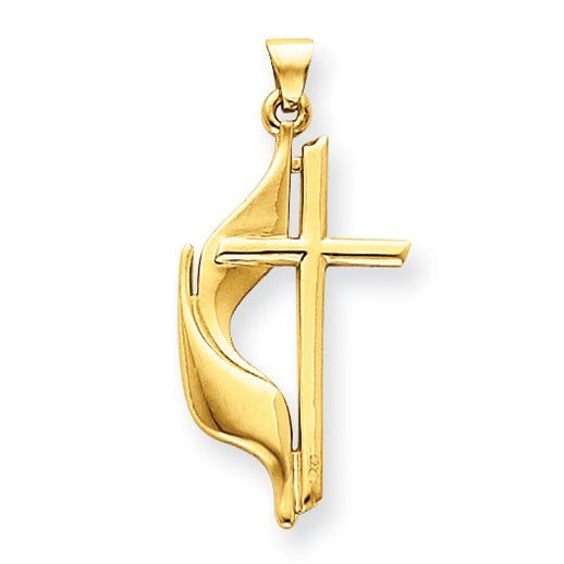 14k Cross Polished Pendant