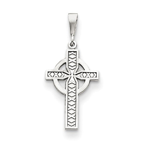 14k White Gold Celtic Cross Charm