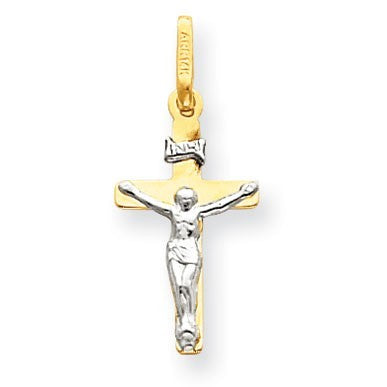 14k Two-tone INRI Crucifix Pendant