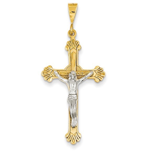 14k Two-tone Crucifix Pendant
