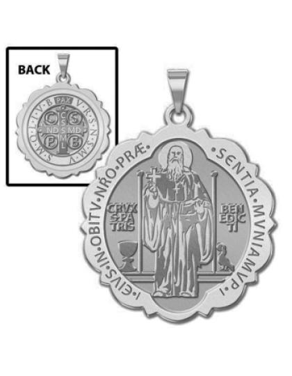 Saint Benedict Scalloped Round Medal