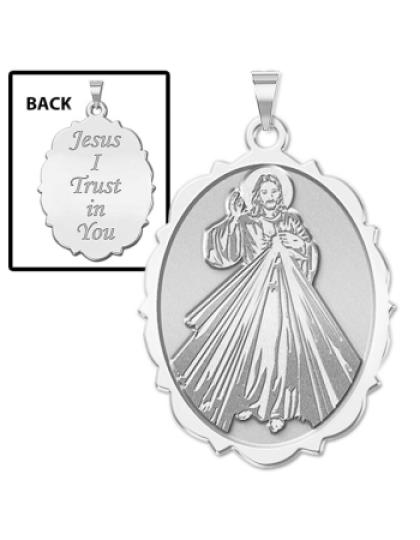 Divine Mercy Scalloped Oval Medal