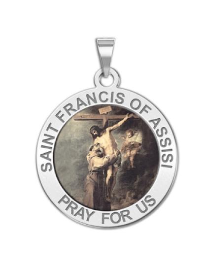 Saint Francis of Assisi Medal - embracing Christ "Color"