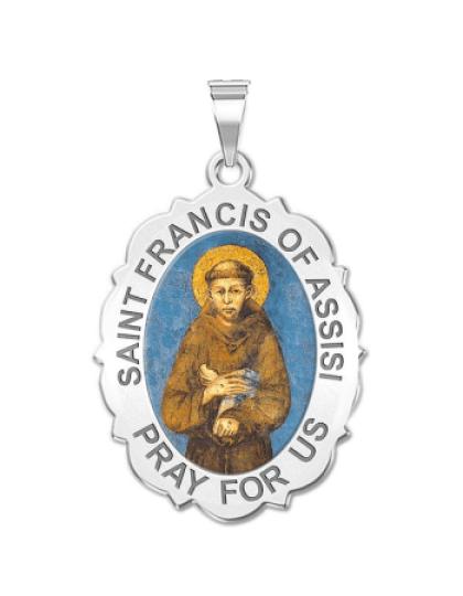 Saint Francis of Assisi Scalloped Medal