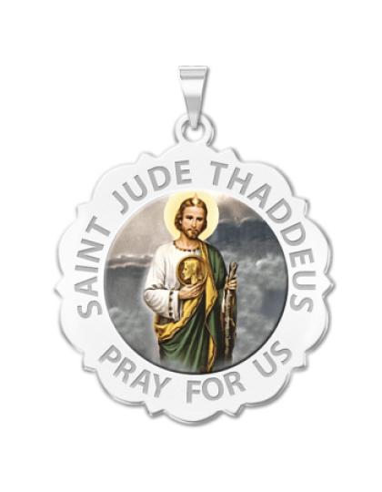 Saint Jude Scalloped Medal "Color"