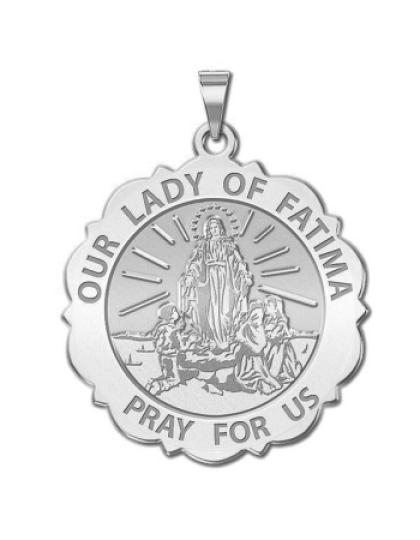 Our Lady of Fatima Scalloped Round Medal