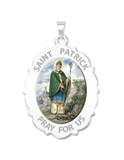 Saint Patrick Medal Scalloped OVAL "Color"