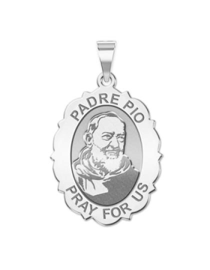 Padre Pio - Scalloped OVAL