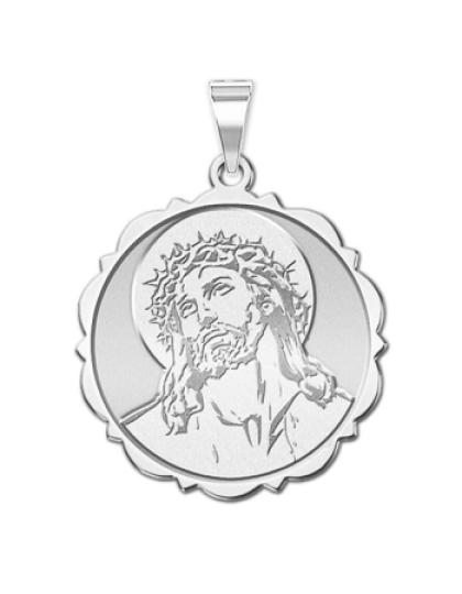 Ecce Homo Scalloped Round Medal