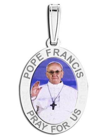 Pope Francis Medal Oval Color Engraved