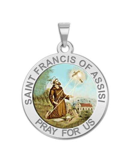 Saint Francis of Assisi Medal - receiving stigmata "Color"