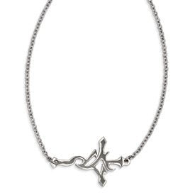 Stainless Steel Polished Gothic Sideways Cross Necklace